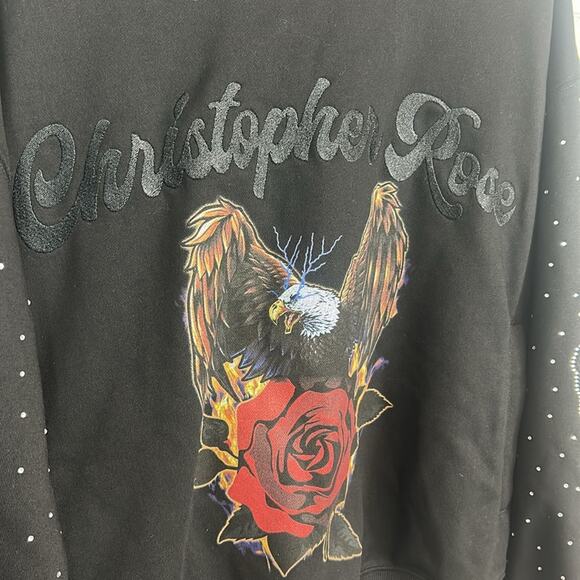 Christopher Rose Dream Rose Hoodie Sweatshirt Men’s Size Medium Rhinestone Rare - Picture 3 of 10